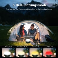Lampă de camping LED JOYEKY cu schimbare de culoare RGB, baterie 8400 mAh, încărcare USB-C, 5 moduri de iluminare, luminozitate reglabilă continuu, rezistentă la apă, magnet puternic, pentru drumeții și întreruperi de curent 2
