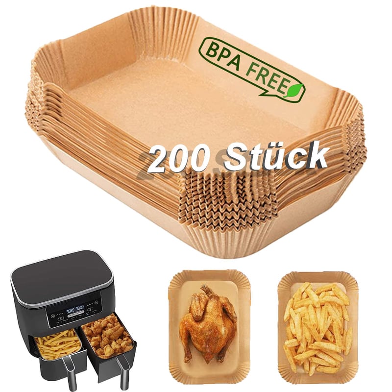 Hârtie de copt Joyes pentru friteuză cu aer cald Ninja, 200 bucăți, 22 cm, accesoriu Dual Zone XXL Air Fryer, pentru friteuze Ninja AF400EU 7,5-9,5L, Princess și altele