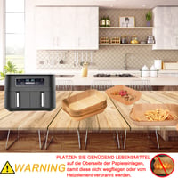 Hârtie de copt Joyes pentru friteuză cu aer cald Ninja, 200 bucăți, 22 cm, accesoriu Dual Zone XXL Air Fryer, pentru friteuze Ninja AF400EU 7,5-9,5L, Princess și altele 6