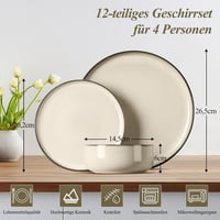 Joyfair kőedény étkészlet 4 személyes, 12 részes - Reef Khaki reaktív máz 2