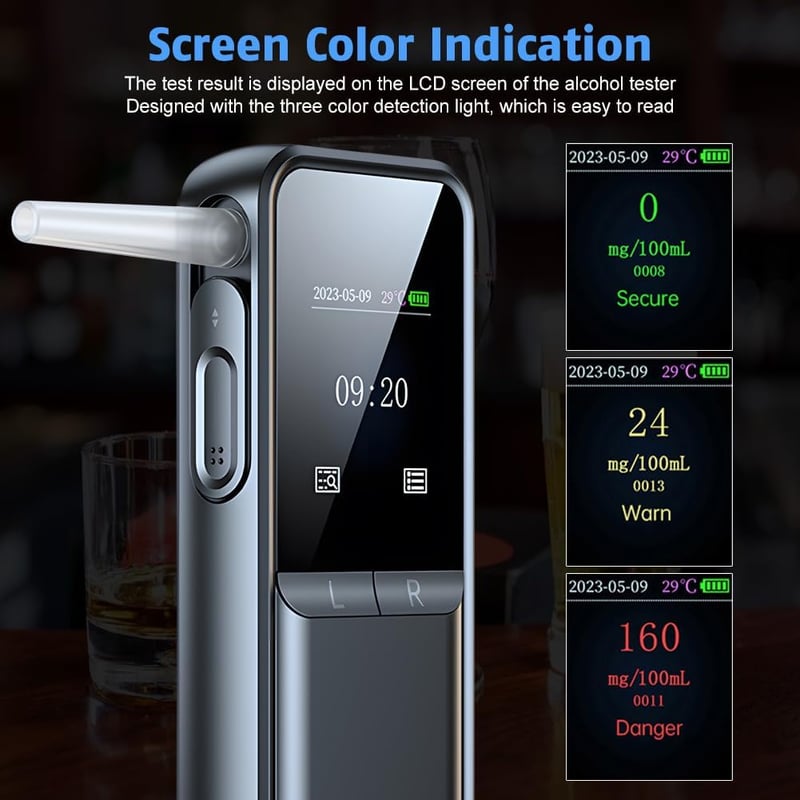 JoyFan Alkoholteszter Digitális LCD Kijelzővel, USB Töltéssel, Professzionális Alkoholmérő