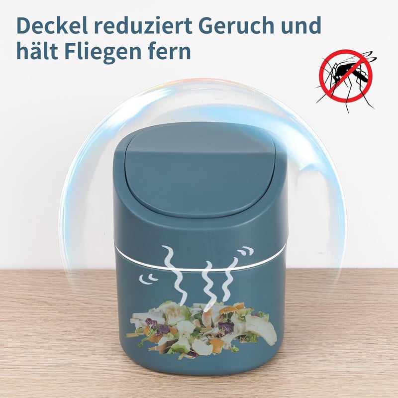JOYFIER Mini Asztali Szemetes 2L Kék Fedeles Hulladékgyűjtő 180 Zsákkal