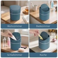 JOYFIER Mini Asztali Szemetes 2L Kék Fedeles Hulladékgyűjtő 180 Zsákkal 6