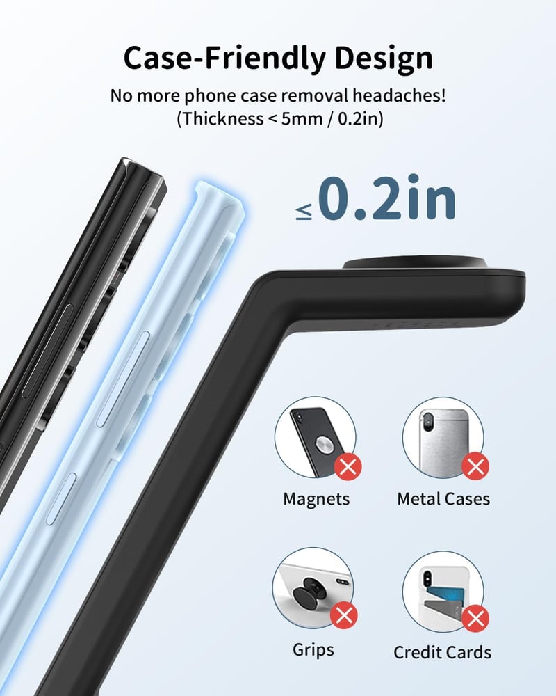 JoyGeek 3 az 1-ben vezeték nélküli töltőállomás Samsung Galaxy S26/S25/S24/S23 ZFlip Fold Watch Ultra Buds - black