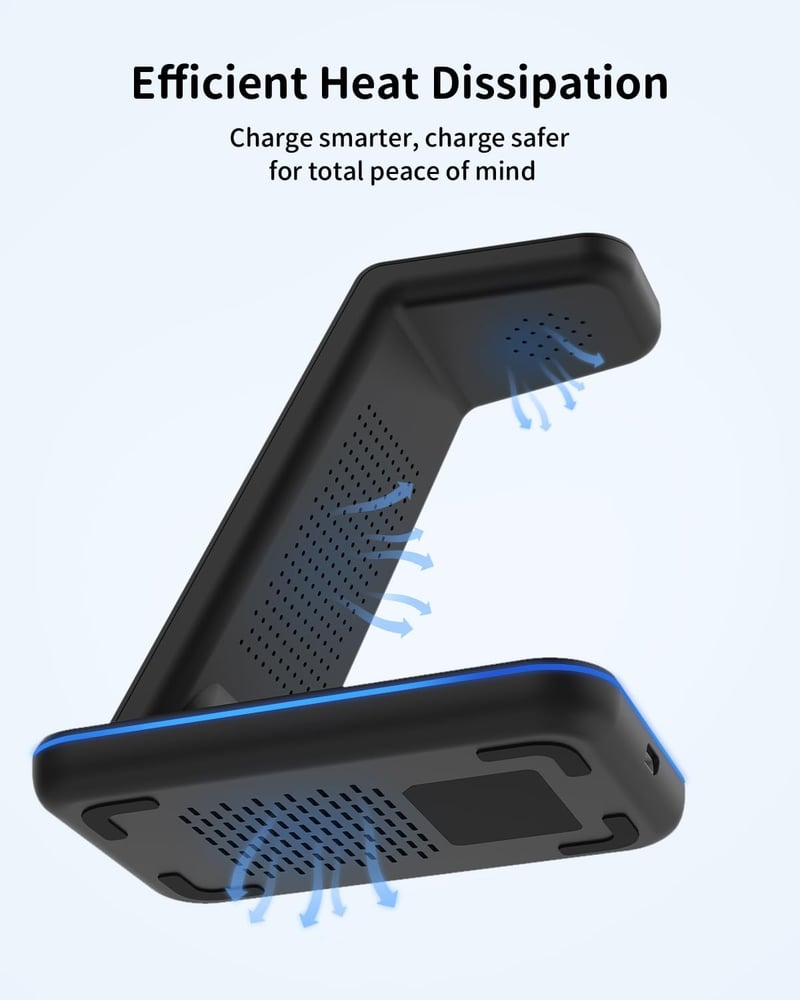JoyGeek 3 az 1-ben vezeték nélküli töltőállomás Samsung Galaxy S26/S25/S24/S23 ZFlip Fold Watch Ultra Buds - black