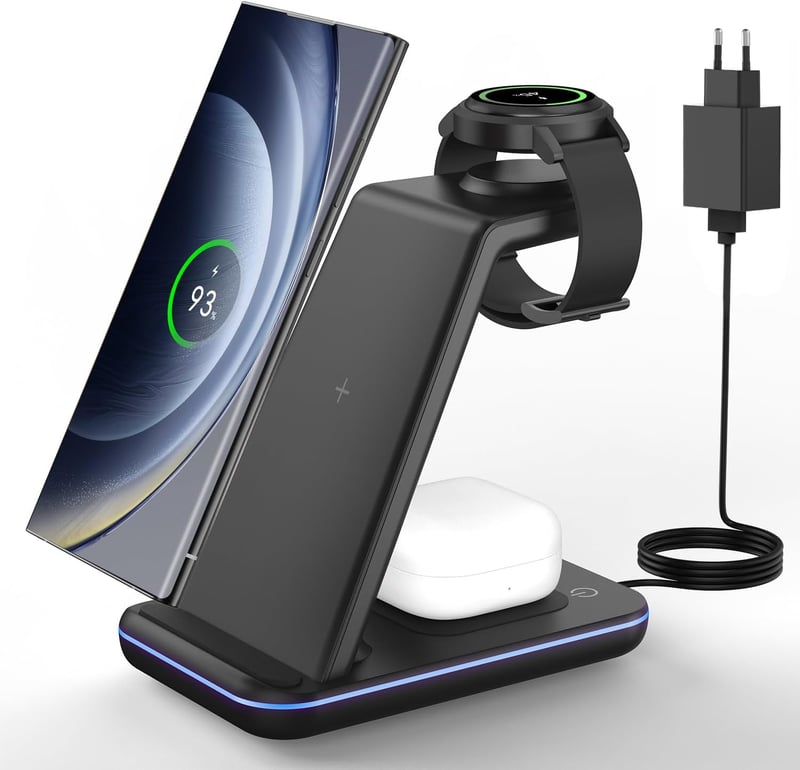 JoyGeek 3 az 1-ben vezeték nélküli töltőállomás Samsung Galaxy S26/S25/S24/S23 ZFlip Fold Watch Ultra Buds - black