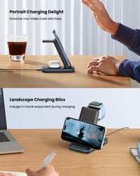 JoyGeek 3in1 összecsukható vezeték nélküli töltő iPhone/Apple Watch/AirPods 6
