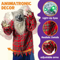 JOYIN 170 cm Animatronikus Farkas Halloween Dekoráció Hangra és Fényre Érzékeny 2