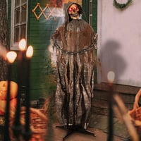 JOYIN 175 cm Halloween Animált Halálfejes Dekoráció Lánccal, Világító Szemű Csontváz Hangeffektekkel 8