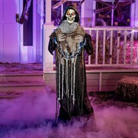 JOYIN 175 cm Halloween Animált Halálfejes Dekoráció Lánccal, Világító Szemű Csontváz Hangeffektekkel 1