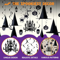 JOYIN 27 darabos Halloween függő dekoráció szett boszorkány kalappal, tök szellem pók díszítés 2