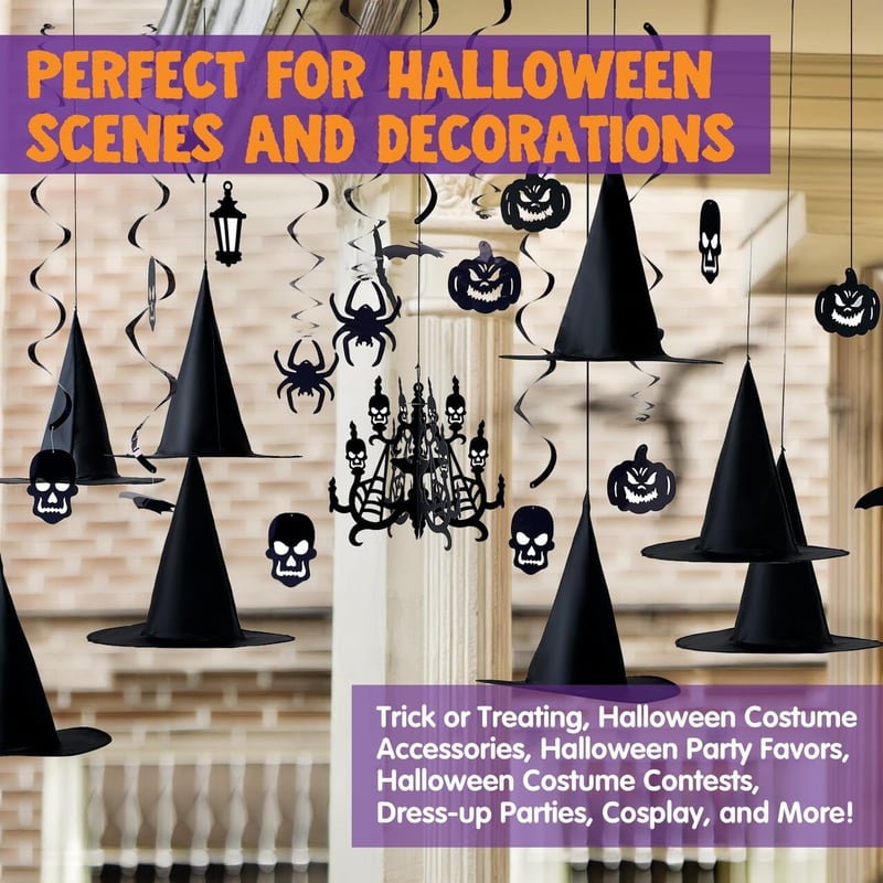 JOYIN 27 darabos Halloween függő dekoráció szett boszorkány kalappal, tök szellem pók díszítés