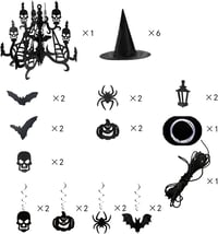 JOYIN 27 darabos Halloween függő dekoráció szett boszorkány kalappal, tök szellem pók díszítés 5