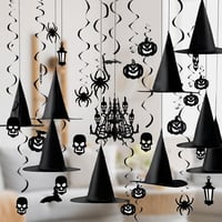 JOYIN 27 darabos Halloween függő dekoráció szett boszorkány kalappal, tök szellem pók díszítés 1