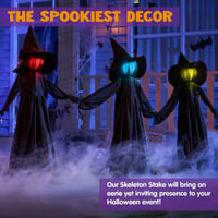 JOYIN 3 darabos Halloween boszorkány kerti dekoráció hanghatással és világító fejjel 3