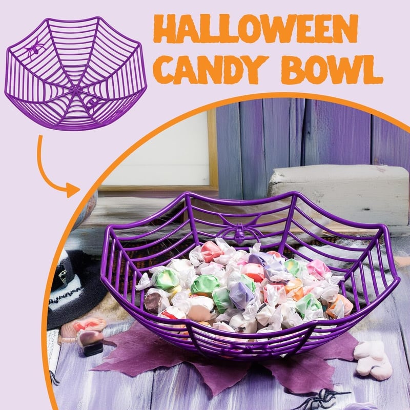 JOYIN 3 db Halloween Tök Műanyag Tál Pókháló Mintás Cukorka Tartó Szett