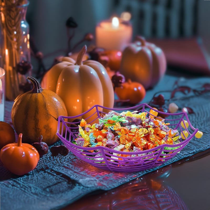 JOYIN 3 db Halloween Tök Műanyag Tál Pókháló Mintás Cukorka Tartó Szett