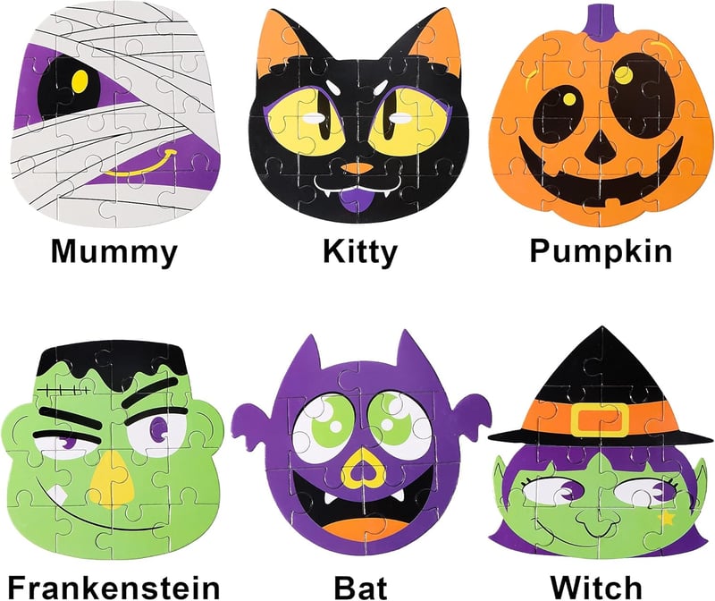 JOYIN 36 darabos Halloween puzzle szett vak dobozban 6 karakterrel gyerekeknek