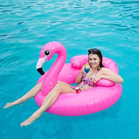 Colac Gonflabil JOYIN Flamingó 112 cm, Saltea de Piscină cu Suport de Băuturi, Jucărie pentru Petreceri de Vară la Apă 2