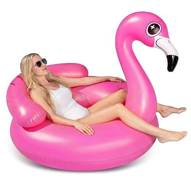 Colac Gonflabil JOYIN Flamingó 112 cm, Saltea de Piscină cu Suport de Băuturi, Jucărie pentru Petreceri de Vară la Apă