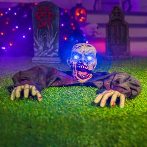 Decorațiune de grădină JOYIN, zombie animat de Halloween, cu efecte sonore și ochi care clipesc