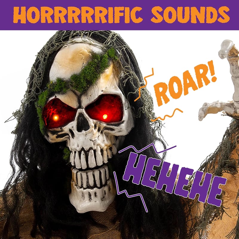 JOYIN Halloween Animált Zombi Kiemelkedő Dekoráció Hangeffektussal és LED Világítással