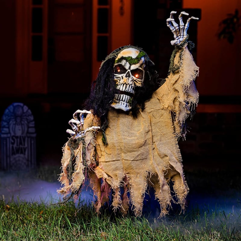 JOYIN Halloween Animált Zombi Kiemelkedő Dekoráció Hangeffektussal és LED Világítással