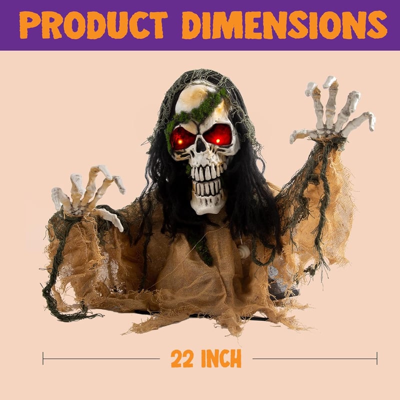 JOYIN Halloween Animált Zombi Kiemelkedő Dekoráció Hangeffektussal és LED Világítással