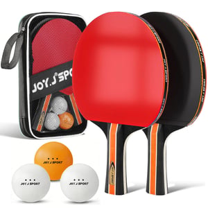 JOY.J SPORT set za stolni tenis s 2 reketa, 3 loptice i torbom za nošenje, za unutarnju i vanjsku upotrebu — Jedan reket je udubljen (stanje: vidi 2. sliku)