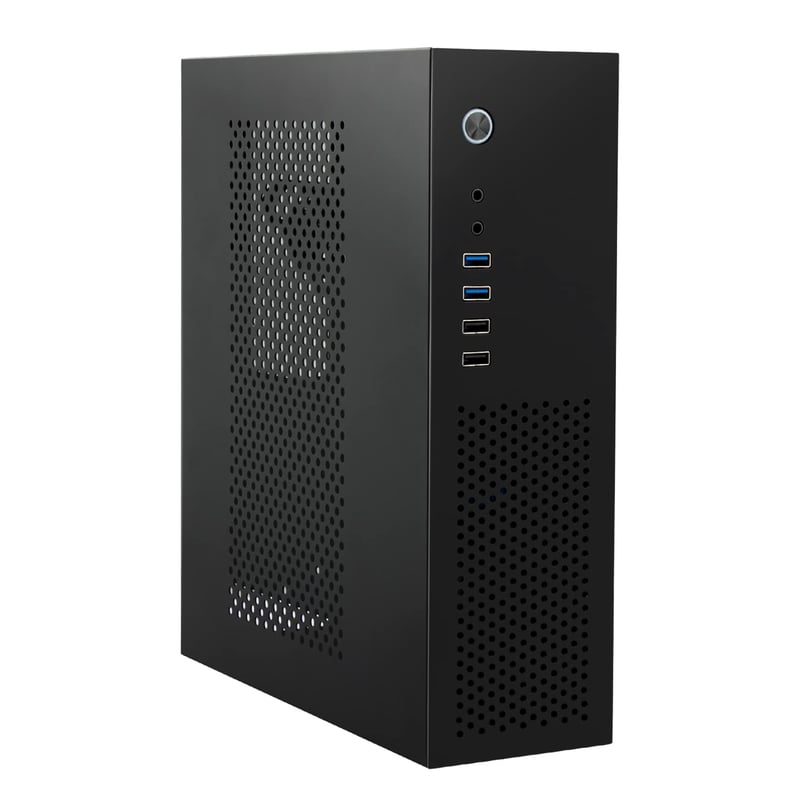 JOYJOM Micro ATX Mini PC skrinka - Stolová počítačová skriňa kompatibilná s MATX, DTX, ITX, kompaktná mATX skriňa