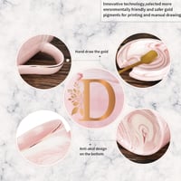 Cană personalizată Joymaking cu litera D, cană de cafea cu inițială și model floral, cadou pentru femei, pentru iubită, 400 ml, roz 5