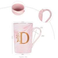 Cană personalizată Joymaking cu litera D, cană de cafea cu inițială și model floral, cadou pentru femei, pentru iubită, 400 ml, roz 7