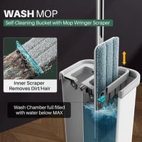 JOYMOOP Mop és vödör szett 5 mosható mikroszálas padlótörlő betéttel - 50" Mop + 5 Pads, White [Middle Bucket #13] 2