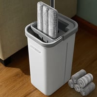 JOYMOOP Mop és vödör szett 5 mosható mikroszálas padlótörlő betéttel - 50" Mop + 5 Pads, White [Middle Bucket #13] 1