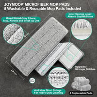 JOYMOOP Mop és vödör szett 5 mosható mikroszálas padlótörlő betéttel - 50" Mop + 5 Pads, White [Middle Bucket #13] 7