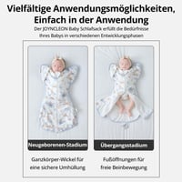 Detský spací vak JOYNCLEON 0,5 TOG s funkciou zavinovačky, na upokojenie, proti Moroovmu reflexu, 100% bavlna, priedušný, s priestorom na pohyb nôh, 6 – 12 mesiacov, veľkosť Large (6,5 – 10 kg) 3
