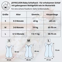Detský spací vak JOYNCLEON 0,5 TOG s funkciou zavinovačky, na upokojenie, proti Moroovmu reflexu, 100% bavlna, priedušný, s priestorom na pohyb nôh, 6 – 12 mesiacov, veľkosť Large (6,5 – 10 kg) 2