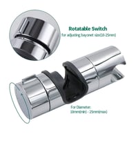 Joyoldelf Nastaviteľný Držiak Sprchy 18-25 mm - ABS Materiál, 360° Otočný Nástenný Držiak Sprchovej Hlavice, Chrómovaný, Sivý 2