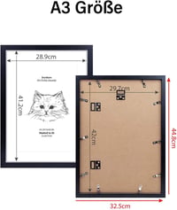 Joyshare A3 Fekete Képkeret MDF Fa Kerettel 27,9x42cm Akril Üveggel 2