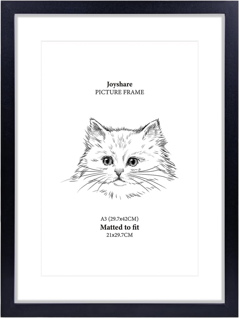 Joyshare A3 Fekete Képkeret MDF Fa Kerettel 27,9x42cm Akril Üveggel