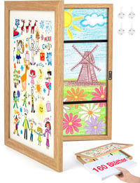 Joyshare A4 gyermekrajz fa képkeret tölgy színben 24 x 33 x 3 cm 1 darab, cserélhető rajzokhoz 1