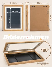 Joyshare A4 gyermekrajz fa képkeret tölgy színben 24 x 33 x 3 cm 1 darab, cserélhető rajzokhoz 2