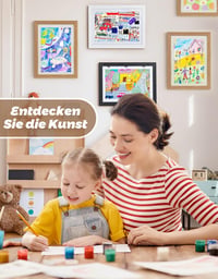 Joyshare A4 gyermekrajz fa képkeret tölgy színben 24 x 33 x 3 cm 1 darab, cserélhető rajzokhoz 6