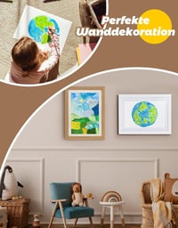 Joyshare A4 gyermekrajz fa képkeret tölgy színben 24 x 33 x 3 cm 1 darab, cserélhető rajzokhoz 5