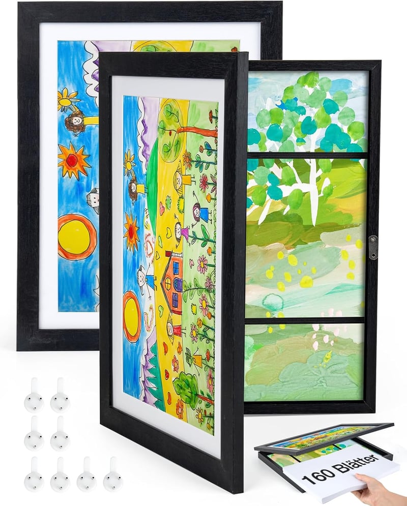 Joyshare Gyerekrajz képkeret A4 fa feketében, 24 x 33 x 3 cm, cserélhető betéttel, 2 darabos csomag