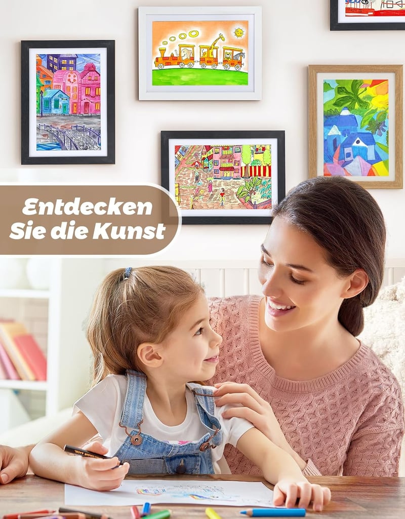 Joyshare Gyerekrajz képkeret A4 fa feketében, 24 x 33 x 3 cm, cserélhető betéttel, 2 darabos csomag