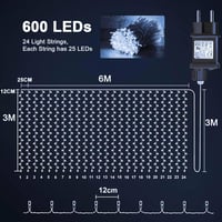 Joysing LED függönylámpa 600 LED, 6x3 m, 8 üzemmód - hideg fehér 7
