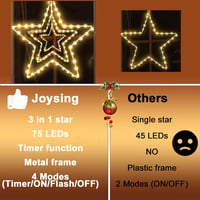 Joysing Karácsonyi Csillag Ablakdísz 2db LED Timer Vízálló 6