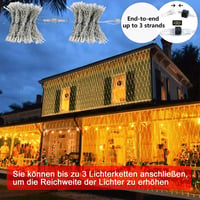 Joysing Kültéri LED Fényháló 3x2m - 208 Meleg Fehér LED, 8 Világítási Mód, Időzítő, IP66 Vízálló, Kerti Dekoráció, Esküvői Fényfüzér 4
