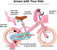 JOYSTAR Little Daisy 12/14/16 Zoll gyerekbicikli lányoknak 2-7 év, támasztókerekekkel 2